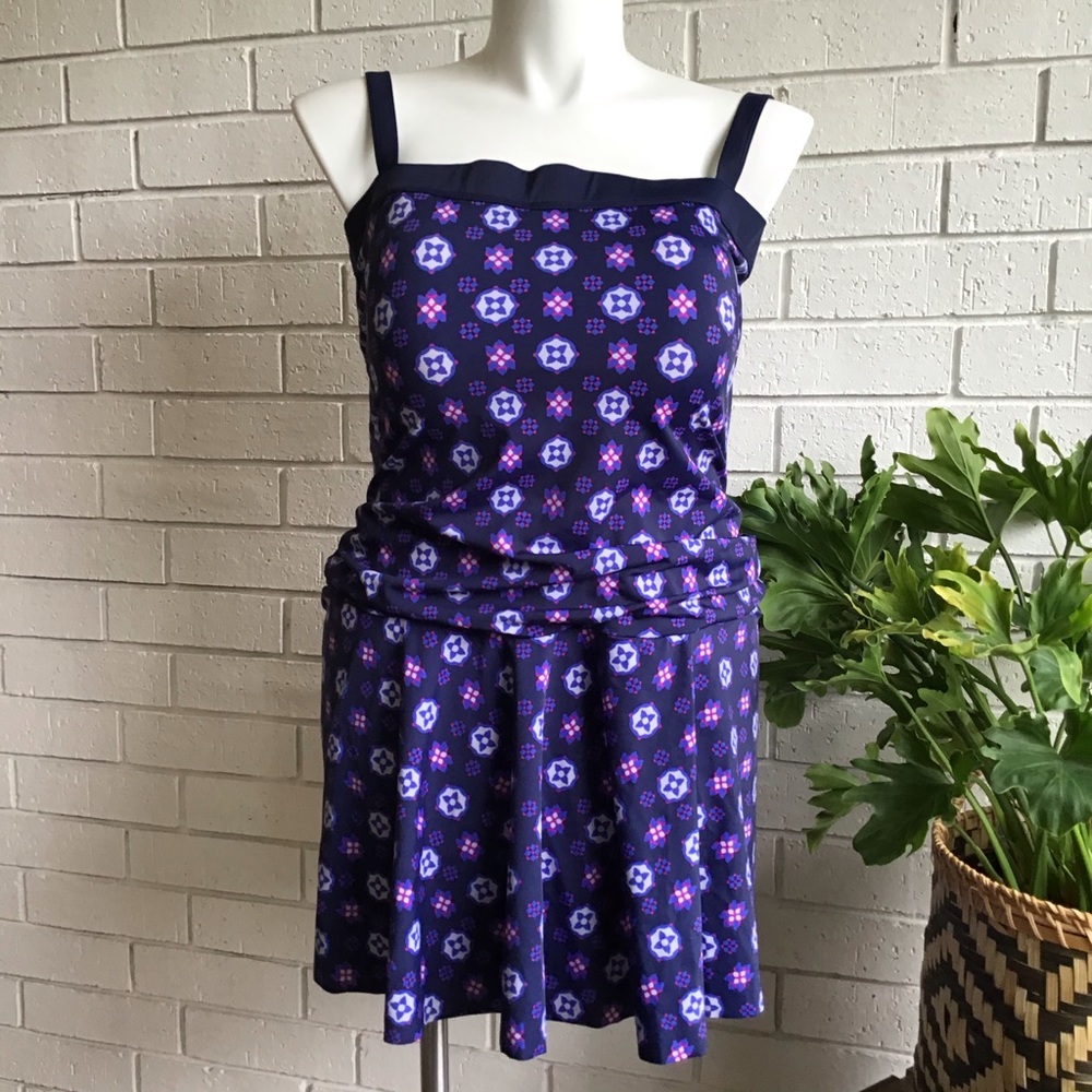Swimsuits For All Blue One Piece Swim Dress Size 28 NWT